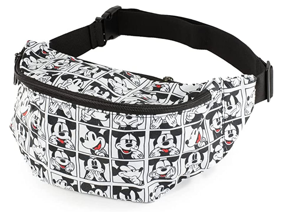fanny pack with mickey in squares making faces