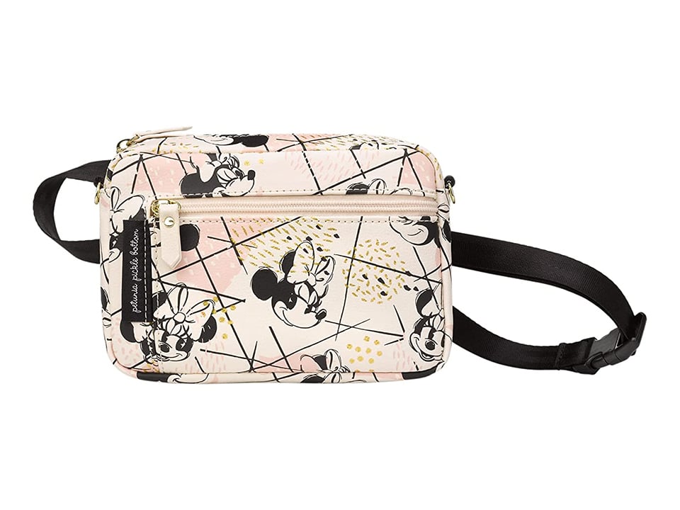white and light pink bag with minnie mouse sketches