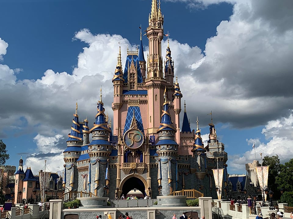 Cinderella's Castle during Disney World's 50th Anniversary celebration