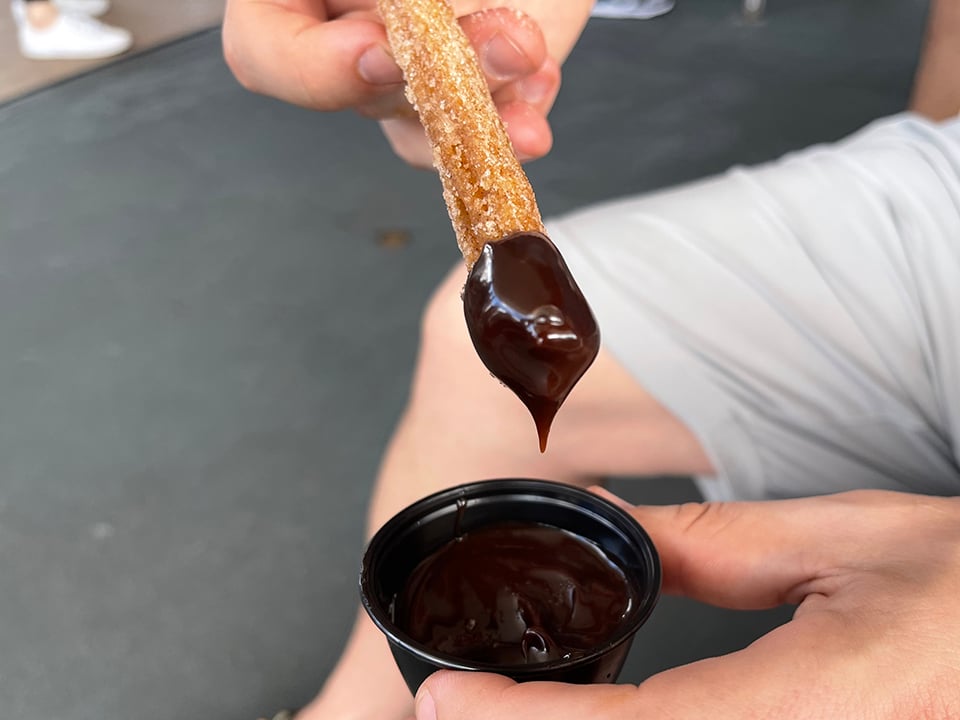 churro with chocolate dipping sauce
