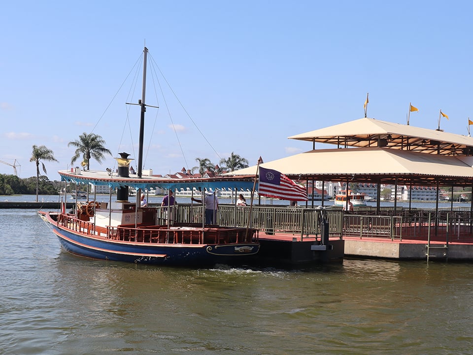 a resort boat at magic kingdom