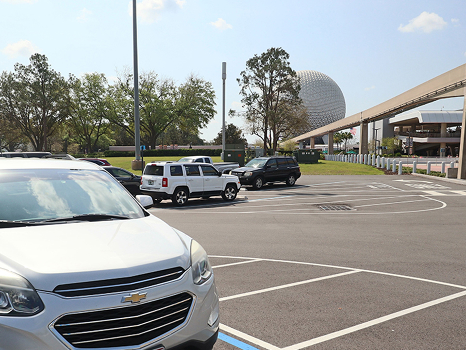 Cars in Disney Parking Lot