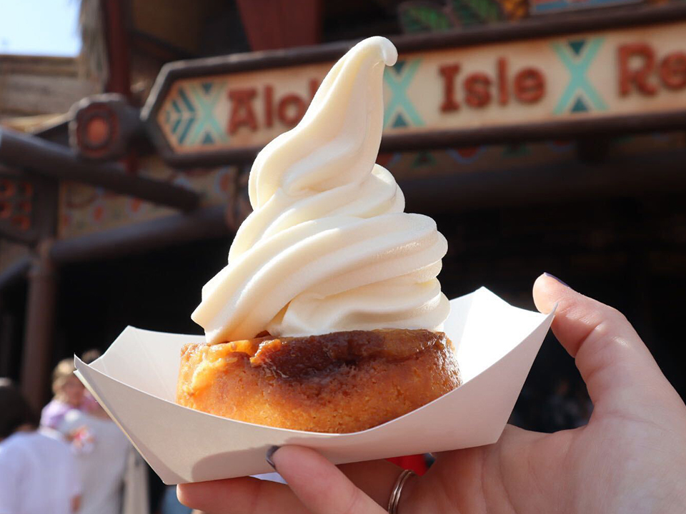 Pineapple Upside Down Cake Topped With Dole Whip