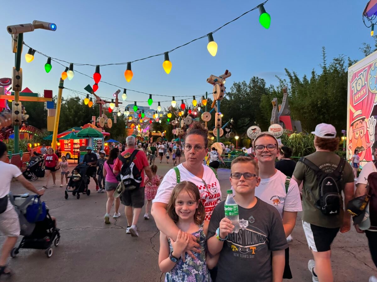 Gullion Family in Toy Story Land at Dusk. (© John Gullion).