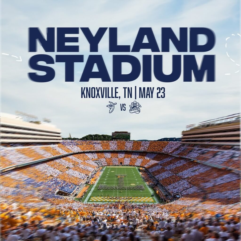 Neyland Stadium in Knoxville - shown in this promotional photo - seats more than 100,000 people. It will host a Savannah Bananas game as well next summer. (© Savannah Bananas).