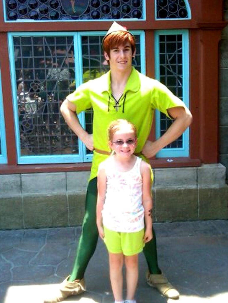Sofia Gullion with Peter Pan in 2011. (©John Gullion/Hey Orlando).