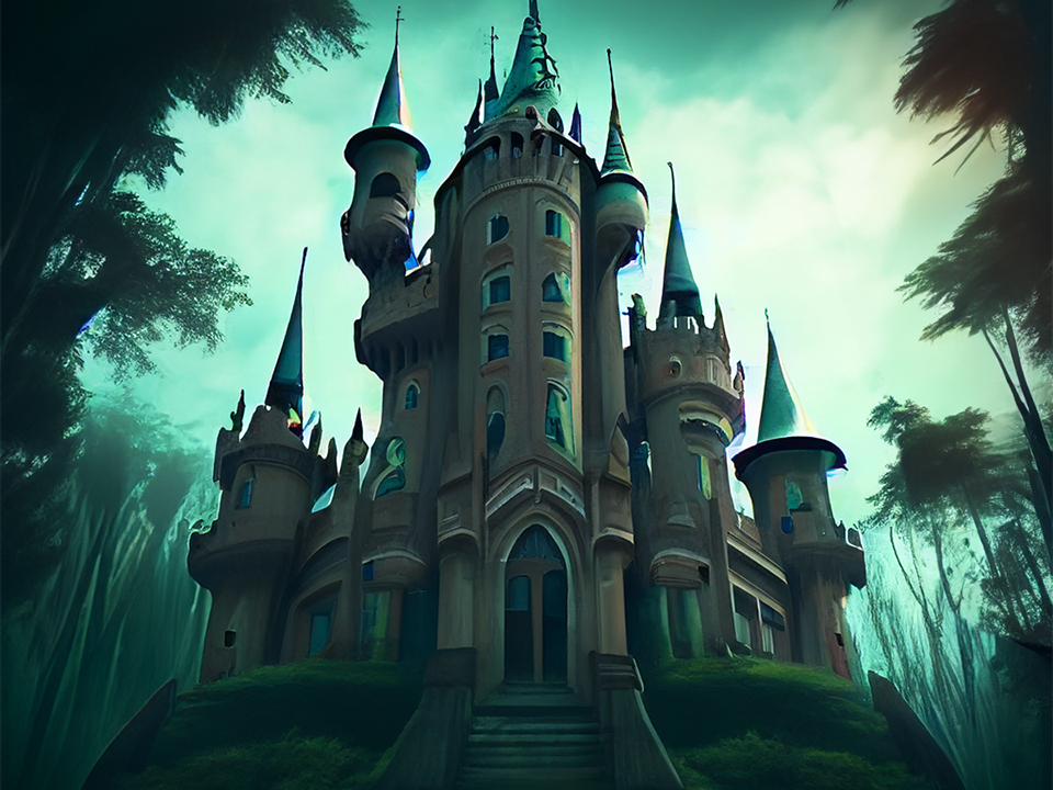 an ai rendering of a dark castle