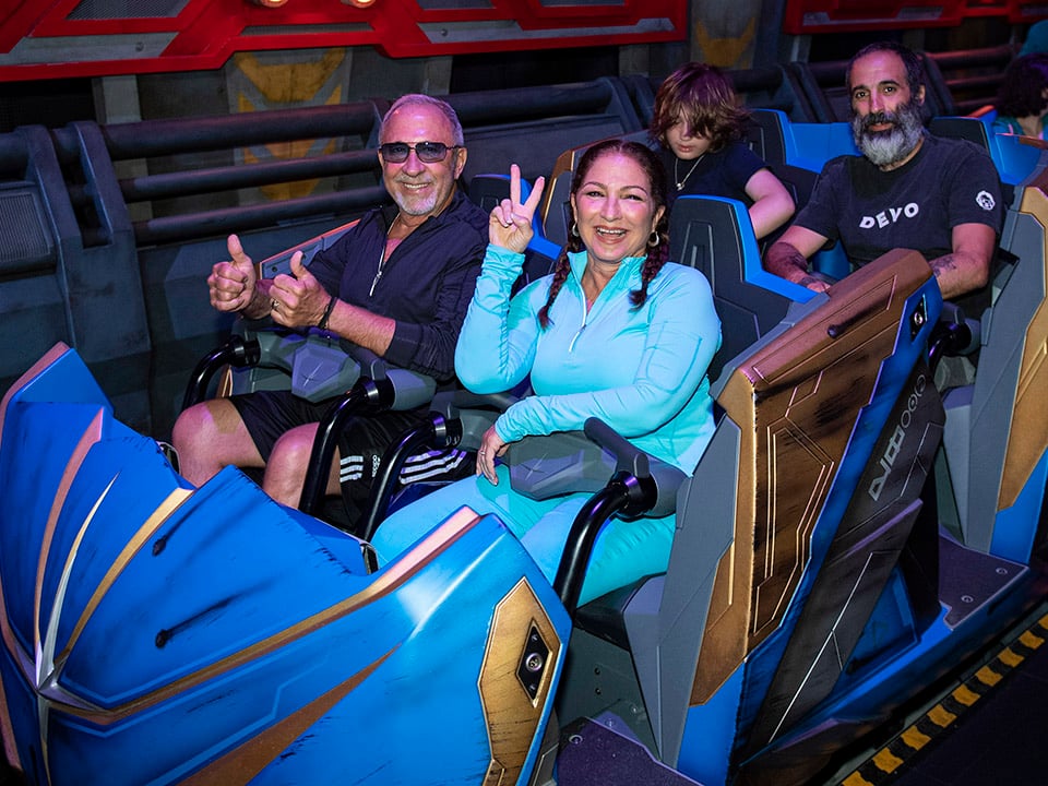 Gloria Estefan and her family on the ride