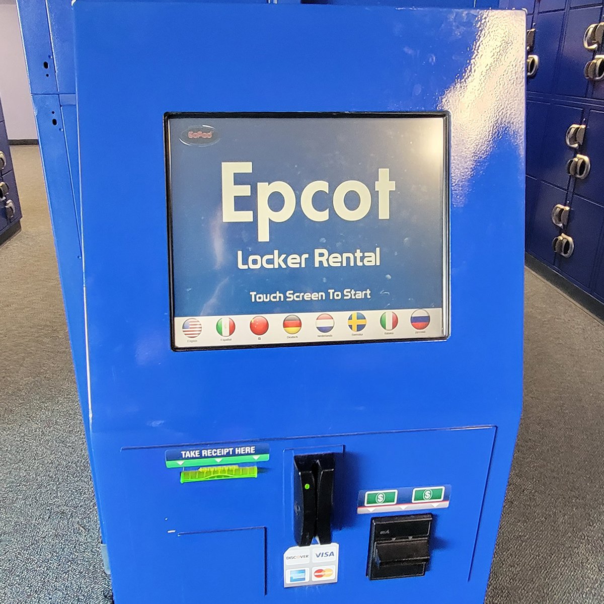 a locker kiosk at epcot