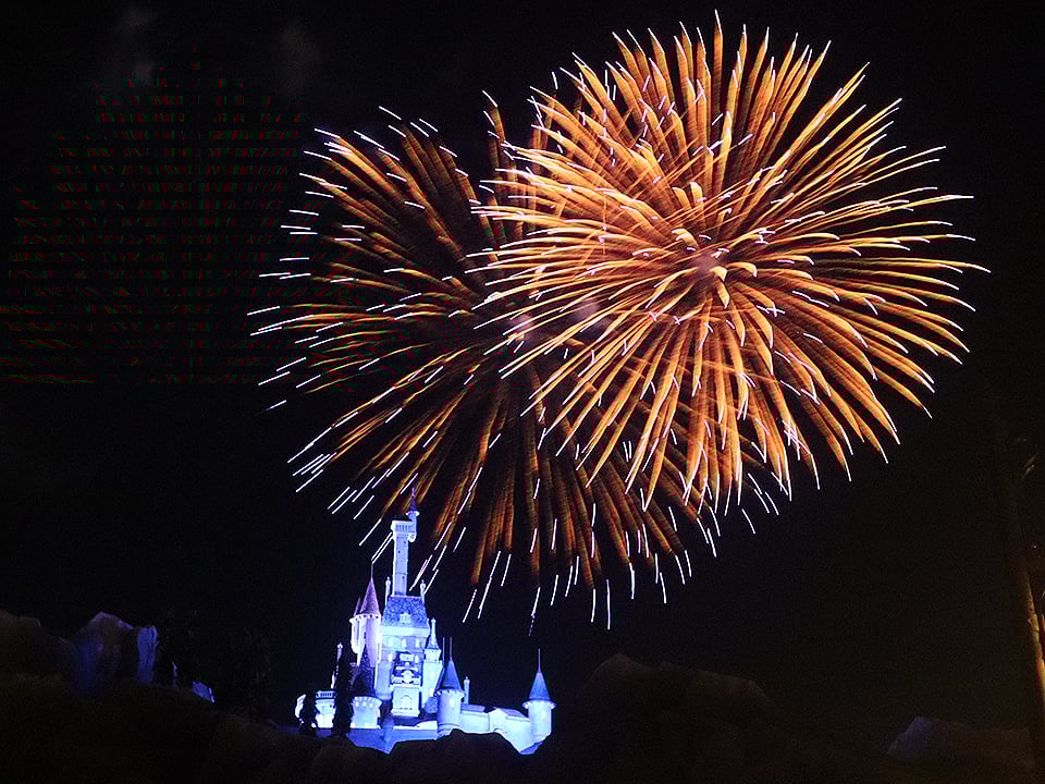 Disney Fireworks Viewed at Be Our Guest at Beast Castle