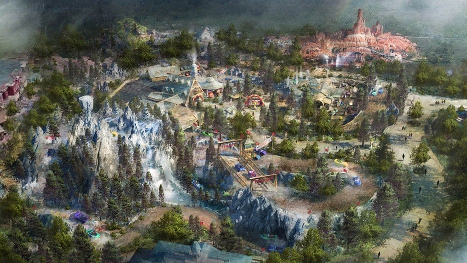 Artist concept of the Cars area coming to Frontierland. (Credit: Disney)